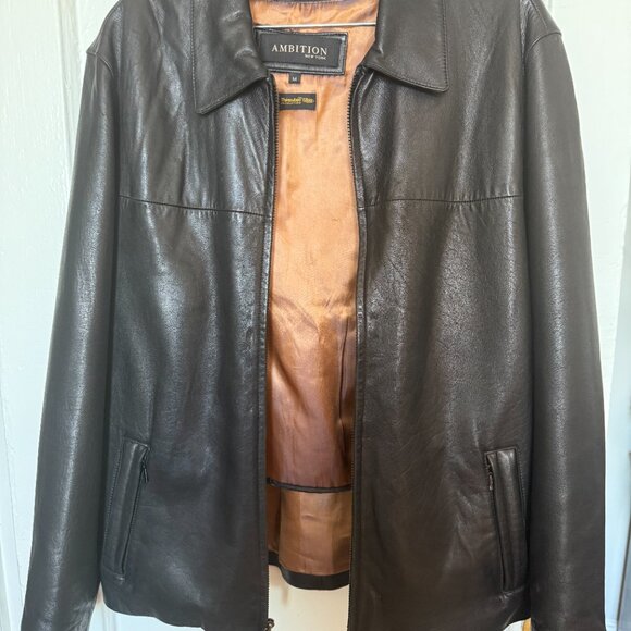 3M Thinsulate Black Leather Jacket - Picture 1 of 4